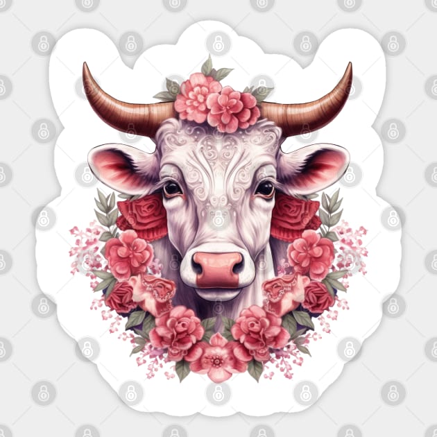 Christmas Cow #6 Sticker by Chromatic Fusion Studio